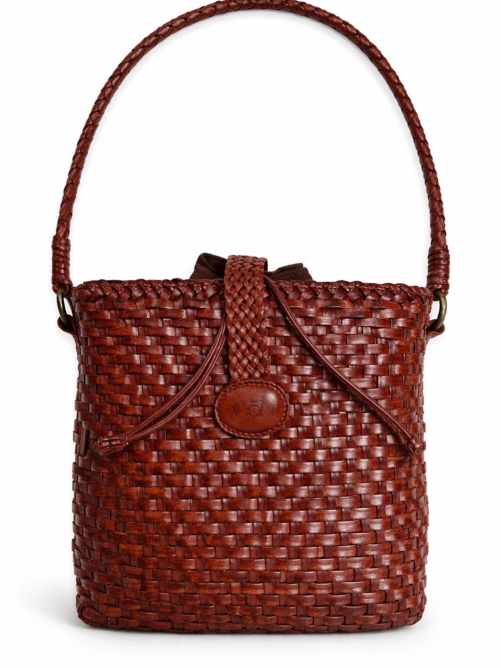 Handwoven Leather Bucket Bag‎ Brown Intrecciato Style Quiet Luxury